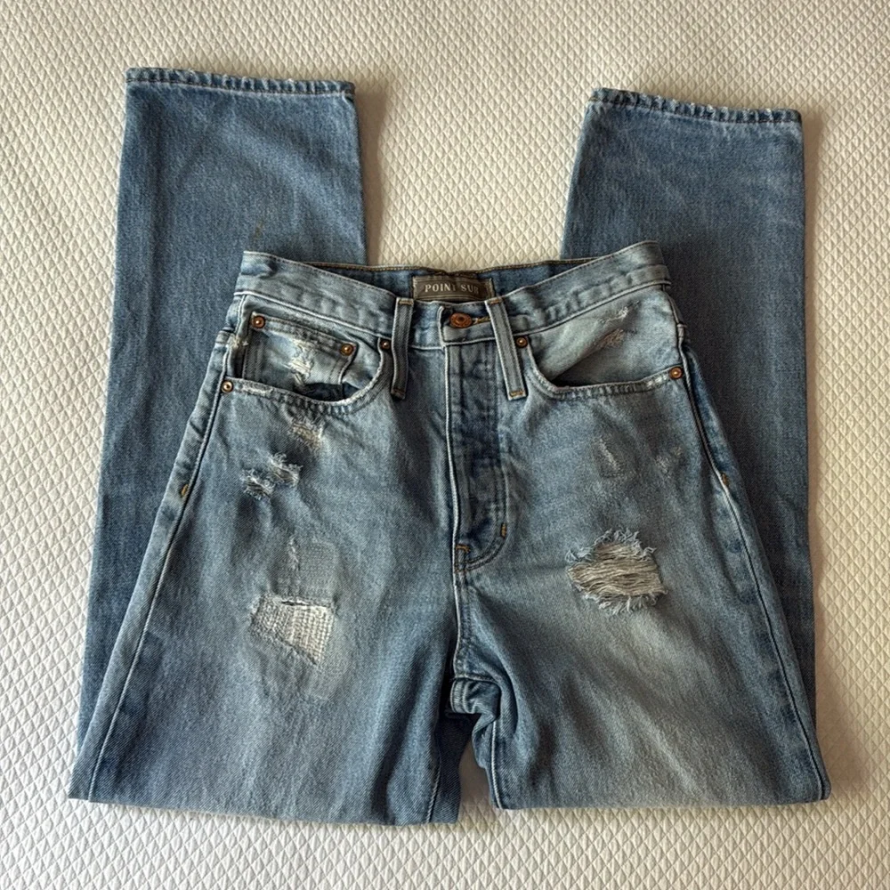 Point Sur‎ for J.Crew Slouchy Boyfriend Light Wash Distressed Jean Size 24